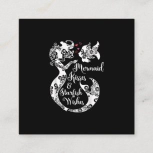 Carte De Visite Carré Mermaid Kisses Starfish Wishes Mandala Mermai Swim
