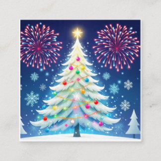 Carte De Visite Carré Merry Christmas Tree Festive Wall Art – Seasonal D