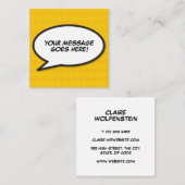 Carte De Visite Carré Message de bulle de parole Livre de bande dessinée (Devant / Derrière)