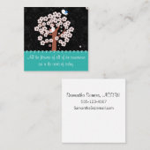 Carte De Visite Carré Message encourageant avec les oiseaux et le jardin (Devant / Derrière)