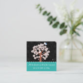 Carte De Visite Carré Message encourageant avec les oiseaux et le jardin (Debout devant)