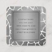 Carte De Visite Carré Métal avec Motif gris chic (Dos)