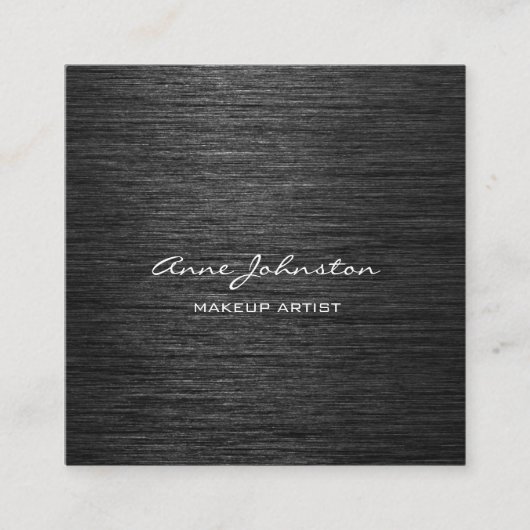 Carte De Visite Carré Métal brossé noir (Devant)