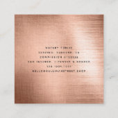 Carte De Visite Carré Métal brossé pour Rose Notaire Mobile (Dos)