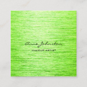 Carte De Visite Carré Métal brossé vert de l'artiste de maquillage