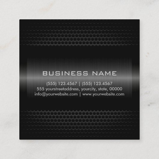 Carte De Visite Carré Métal inoxydable noir élégant fait sur commande (Dos)