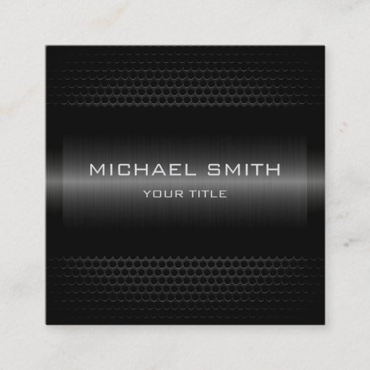 Carte De Visite Carré Métal inoxydable noir élégant fait sur commande (Devant)