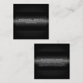 Carte De Visite Carré Métal inoxydable noir élégant fait sur commande (Devant / Derrière)