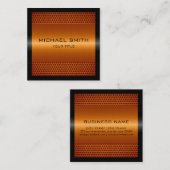 Carte De Visite Carré Métal inoxydable orange élégant fait sur commande (Devant / Derrière)