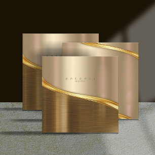 Carte De Visite Carré Métal Wave Gold Sq à deux tons ID806