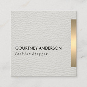 Carte De Visite Carré Métallurgie Or Cuir blanc