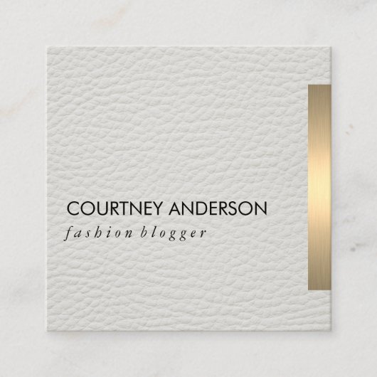 Carte De Visite Carré Métallurgie Or Cuir blanc (Devant)