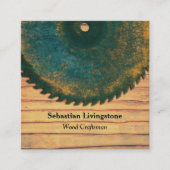 Carte De Visite Carré Métier de scie circulaire verte rustique (Devant)