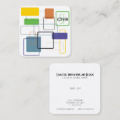 Carte De Visite Carré Mi-siècle, explosion de couleur moderne (Devant / Derrière)