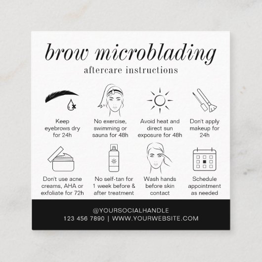Carte De Visite Carré Microblading Brows Minimalist (Dos)