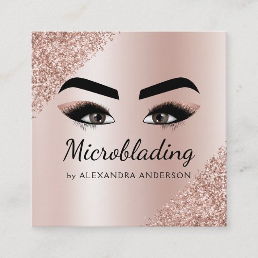 Carte De Visite Carré Microblading Eyebrows Brows Parties scintillant Ro (Devant)