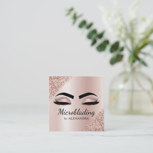 Carte De Visite Carré Microblading Eyebrows Brows Parties scintillant Ro (Debout devant)