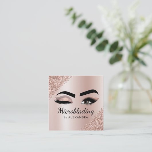 Carte De Visite Carré Microblading Eyebrows Brows Parties scintillant Ro (Debout devant)