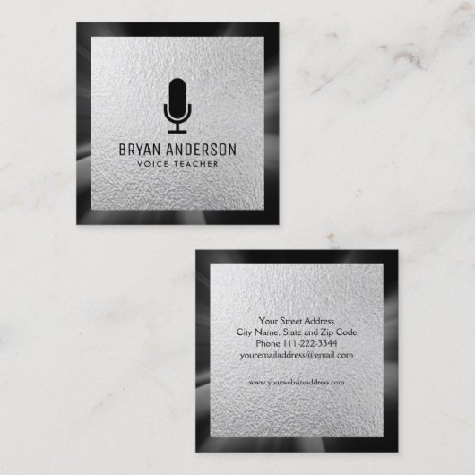 Carte De Visite Carré Microphone (Devant / Derrière)