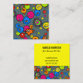 Carte De Visite Carré Microscopique Virus de la santé Bactérie Doodle Mo (Devant / Derrière)