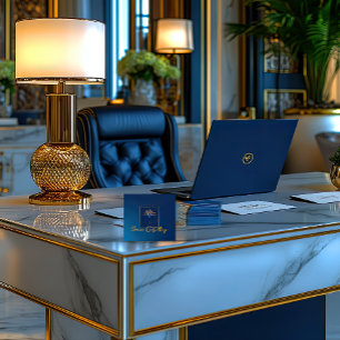 Carte De Visite Carré Midnight Palm Collection Luxe Marine Bleu & Or