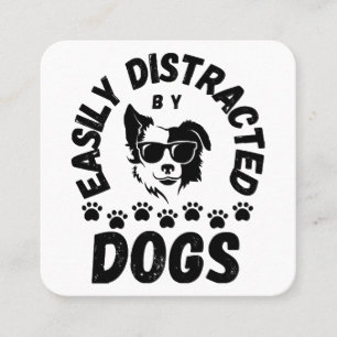 Carte De Visite Carré Mignon facilement distrait par les chiens amateurs
