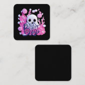 Carte De Visite Carré mignon fantôme Halloween botte (Devant / Derrière)