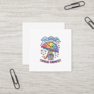 Carte De Visite Carré Mignon parapluie Kawaii pour répandre la gentilles