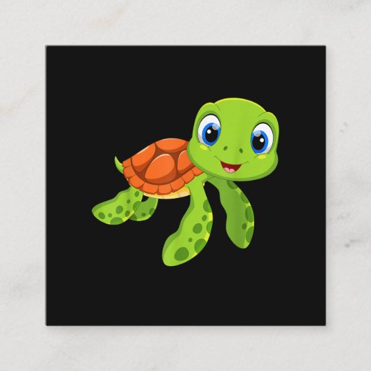 Carte De Visite Carré Mignonne Sea Baby Turtle Cadeau (Devant)