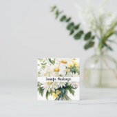 Carte De Visite Carré Mignonnes Marguerites Élégantes (Debout devant)