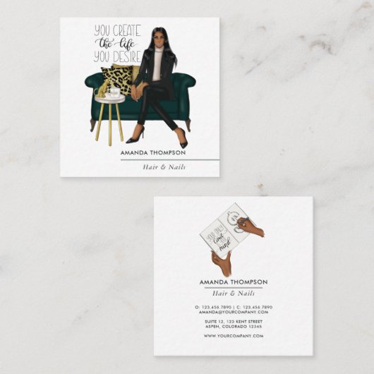 Carte De Visite Carré Millionaire Concepteur d'intérieur (Devant / Derrière)