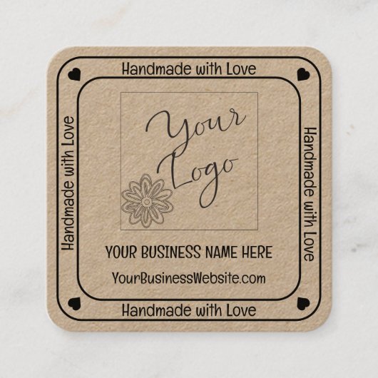 Carte De Visite Carré Mini-artisanal avec Love Business QR Code (Devant)