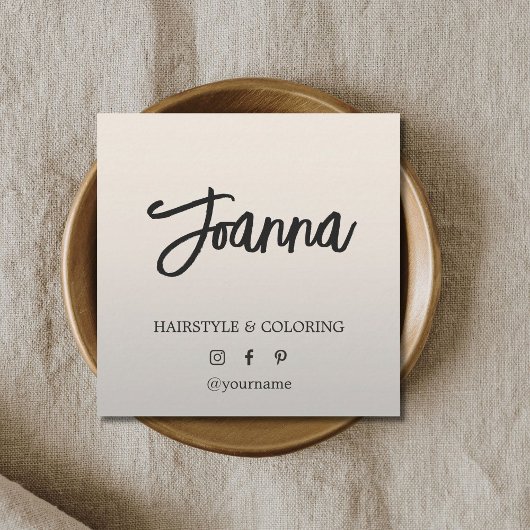Carte De Visite Carré Mini Elegant Faux Metal Bold Coiffeur