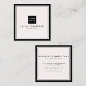 Carte De Visite Carré Mini élégant rose clair noir ajouter votre logo (Devant / Derrière)