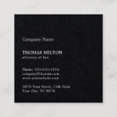 Carte De Visite Carré Mini-noir Faux Argent Monogramme Procureur (Dos)