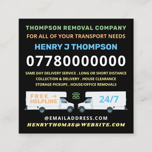 Carte De Visite Carré Mini-publicité de la société de suppression (Devant)