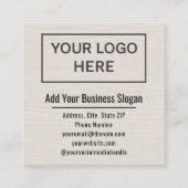 Carte De Visite Carré Minimal Linen Square QR Code Social Media (Devant)