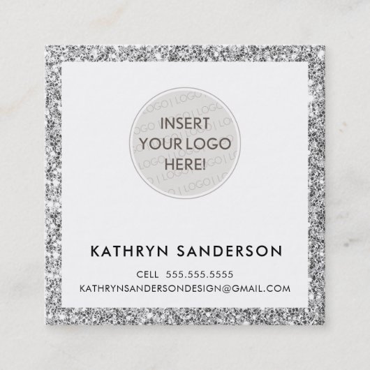 Carte De Visite Carré MINIMAL PERSONNALISÉ LOGO moderne chic parties sci (Devant)