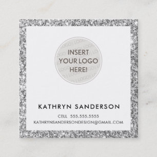 Carte De Visite Carré MINIMAL PERSONNALISÉ LOGO parties scintillant mode