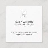 CARTE DE VISITE CARRÉ MINIMAL SIMPLE COEUR BLANC NOIR MERCI LOGO (Dos)