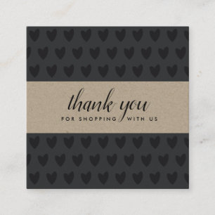 CARTE DE VISITE CARRÉ MINIMAL SIMPLE COEUR NOIR DU COEUR DE MERCI LOGO