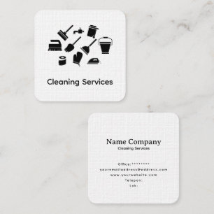 Carte De Visite Carré minimalis simbolik services de nettoyage noir blan