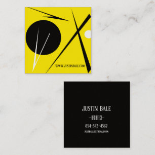 Carte De Visite Carré Minimalisme moderne Art Abstrait Jaune Noir Blanc
