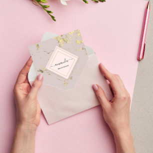 Carte De Visite Carré Minimalisme Professionnel Cadre Blush Gold Marble