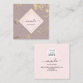 Carte De Visite Carré Minimalisme Professionnel Rose cadre en marbre dor (Devant / Derrière)