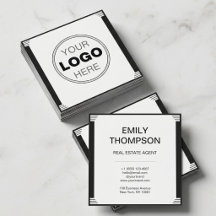 Minimalist Art Deco Black White Square Logo