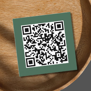 Carte De Visite Carré Minimalist Elegant Green QR Code Consultant