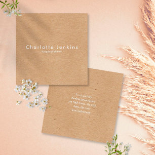 Carte De Visite Carré Minimalist Kraft Modern Professional