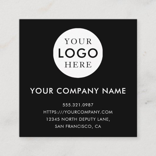 Carte De Visite Carré Minimalist Logo Professional Black QR Code (Devant)