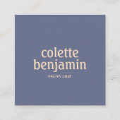 Carte De Visite Carré Minimalist Modern Blue-Grey & Pale Peach (Devant)